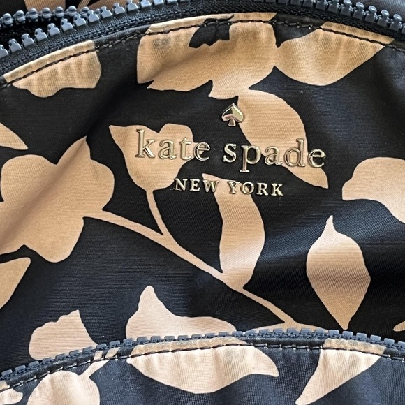 Kate Spade New York Backpack Womens Mini Black Beige Floral Print Zip Pockets - Picture 3 of 11